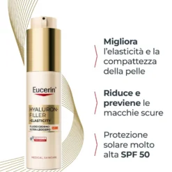 Eucerin Hyaluron-Filler +Elasticity SPF50 Fluido da giorno ultra leggero per le macchie, 50 ml