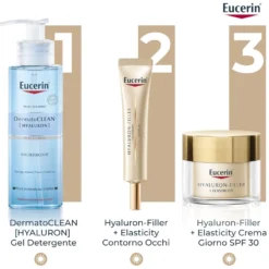 Eucerin Hyaluron-Filler + Elasticity SPF 15 - Crema contorno occhi anti-age per pelli mature, 15 ml