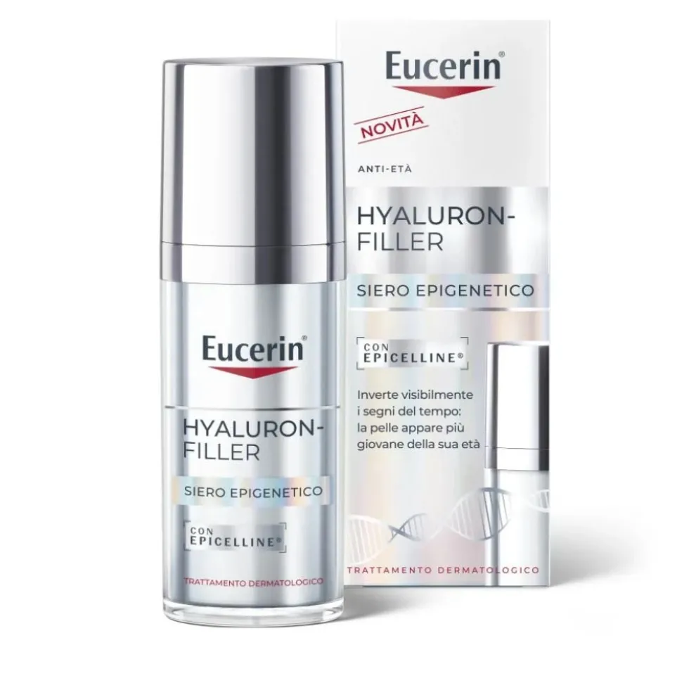 Eucerin Hyaluron-Filler Siero Epigenetico - Siero viso anti-età per la riduzione delle rughe, 30 ml