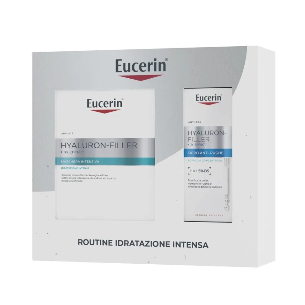 Eucerin Hyaluron-Filler + 3x Effect - Cofanetto antietà per l'idratazione, 1 maschera e siero 30 ml