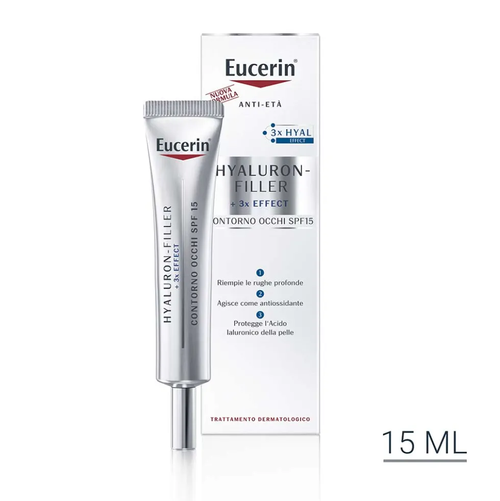 Eucerin Hyaluron Filler - +3x Effect Crema Contorno Occhi Anti Età, 15ml