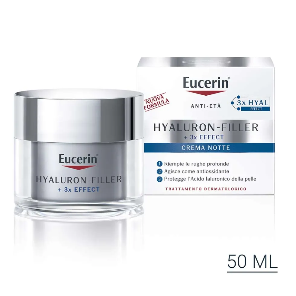 Eucerin Hyaluron Filler - +3x Effect Crema Notte Anti Età, 50ml