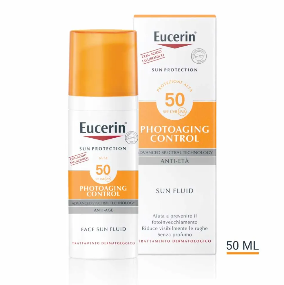Eucerin Photoaging Control SPF 50 - Fluido solare viso per la protezione e l'azione anti-età, 50 ml