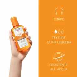 Eucerin Sensitive Protect - Spray solare trasparente SPF 50 per la protezione del corpo, 200 ml
