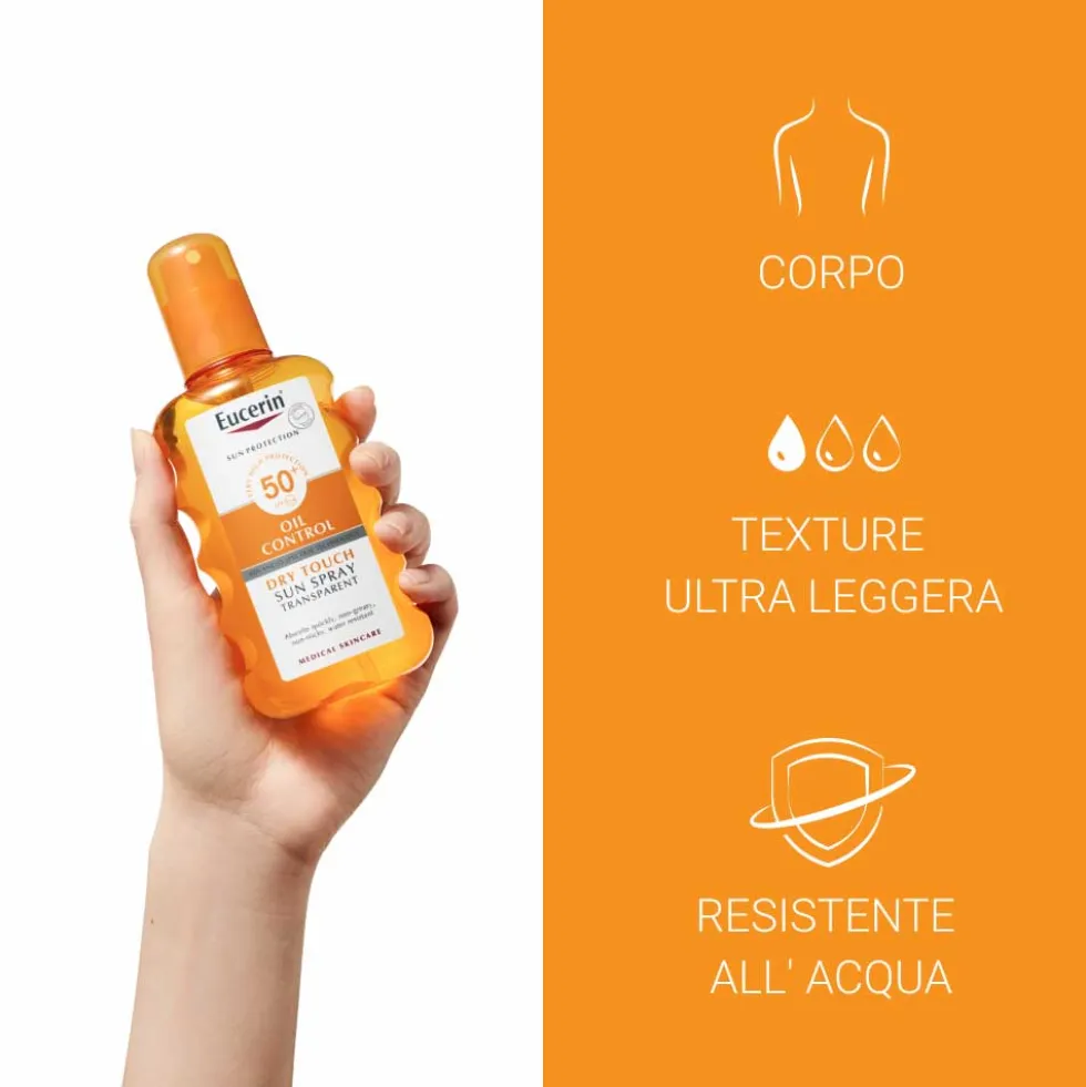Eucerin Sensitive Protect - Spray solare trasparente SPF 50 per la protezione del corpo, 200 ml