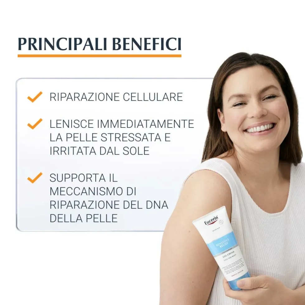Eucerin Sensitive Relief After Sun Gel Crema Doposole Viso e Corpo, 200ml