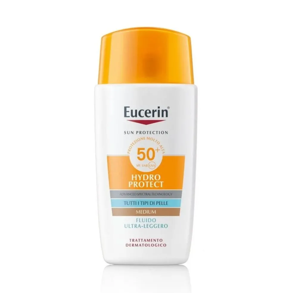 Eucerin Sun Hydro Protect Colorato Medium SPF 50+ - Fluido solare viso uniformante, 50 ml