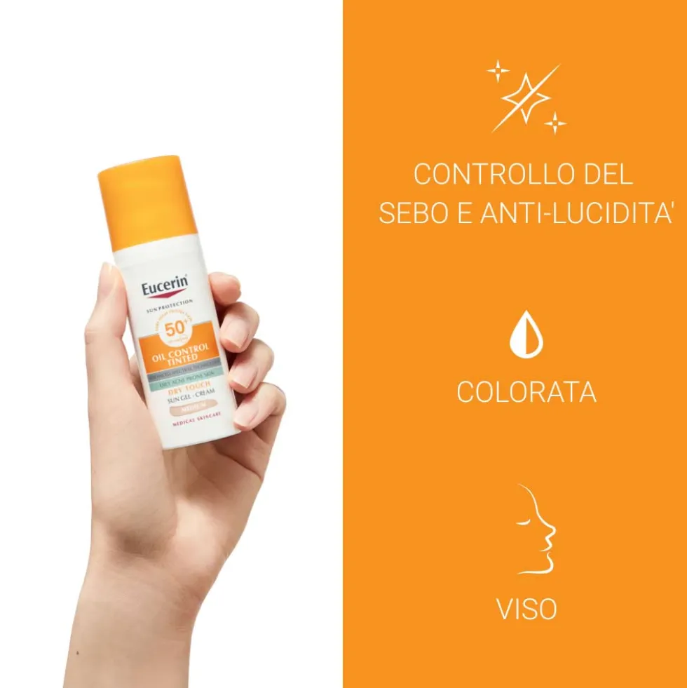 Eucerin Sun Protection - Oil Control Tinted Medium Protezione Viso SPF50+, 50ml