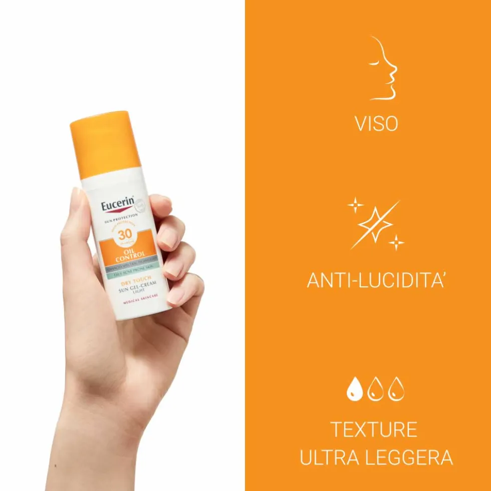 Eucerin Sun Protection Oil Control - Gel crema solare SPF 30 per la pelle a tendenza acneica, 50 ml