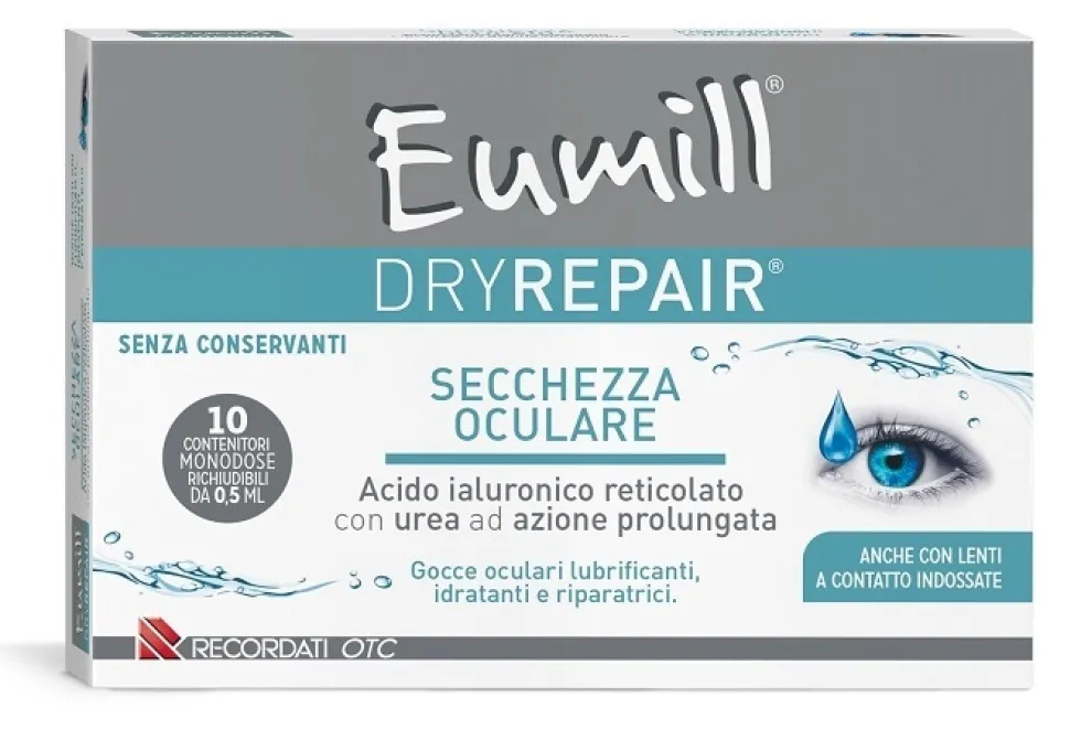 Eumill Dryrepair Gocce Oculari per Secchezza Oculare, 10 Monodose da 0,5ml