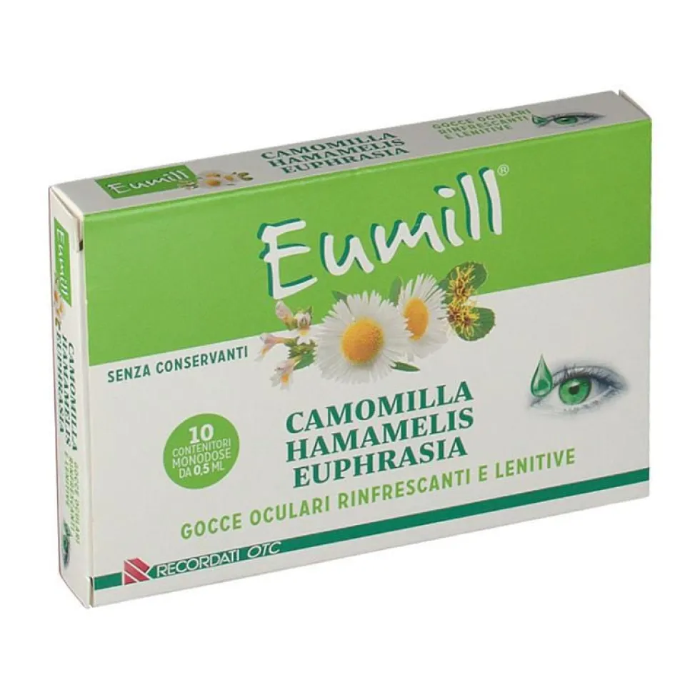 Eumill Gocce oculari - Soluzione oftalmica per gli occhi stanchi e arrossati, 10 flaconcini monodose