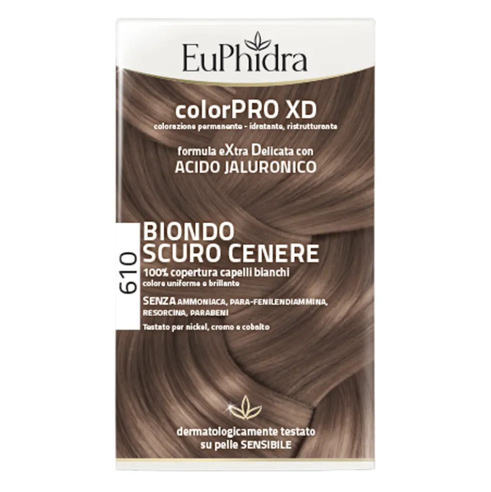 EuPhidra ColorPro XD 610 Biondo Scuro Cenere - Colorazione permanente per capelli bianchi, 120 ml