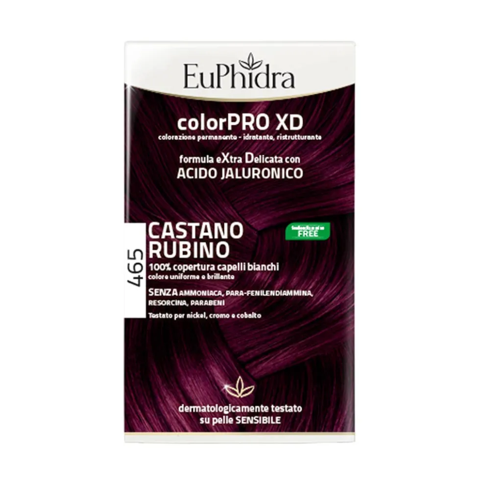 EuPhidra ColorPro XD 465 Castano Rubino - Colorazione permanente per capelli bianchi, 1 kit