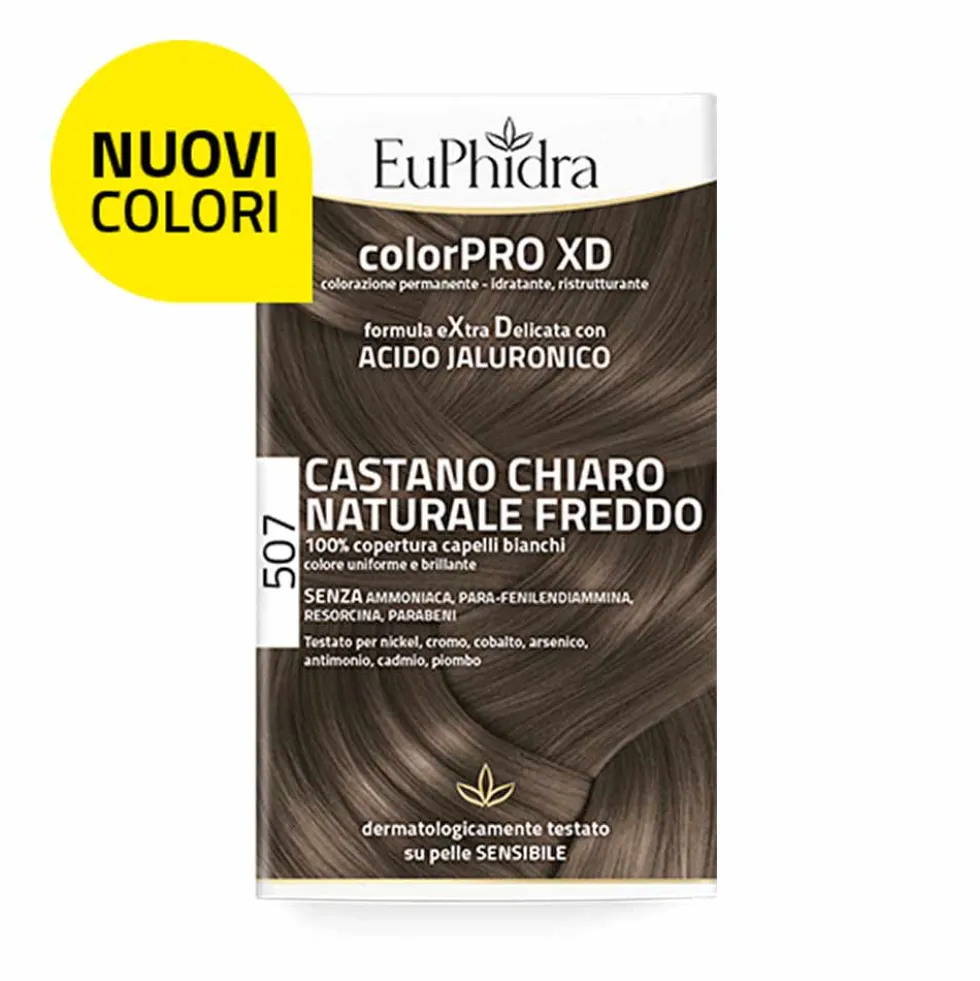 EuPhidra ColorPro XD 507 castano chiaro naturale freddo - Tinta permanente per capelli, 120 ml