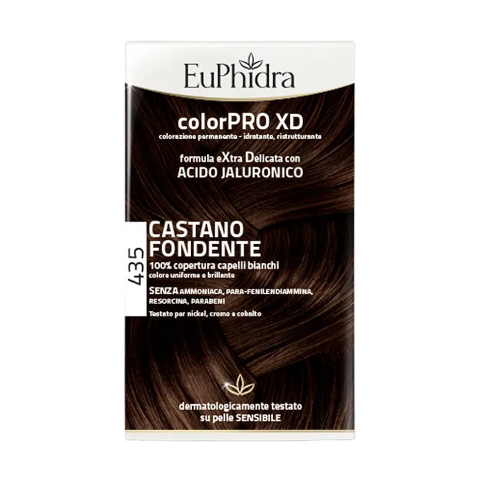 EuPhidra ColorPro XD 435 Castano Fondente - Tinta permanente per coprire i capelli bianchi, 1 kit