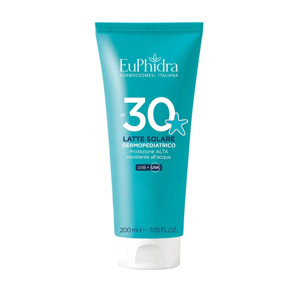 EuPhidra Latte Solare Dermopediatrico SPF 30 - Latte solare protettivo per i bambini, 200 ml