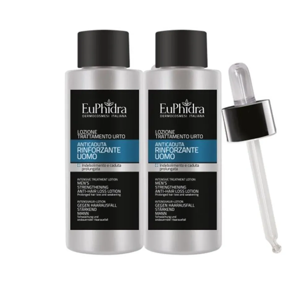 EuPhidra Lozione anticaduta rinforzante uomo - Trattamento contro la caduta, 2 flaconi da 100 ml