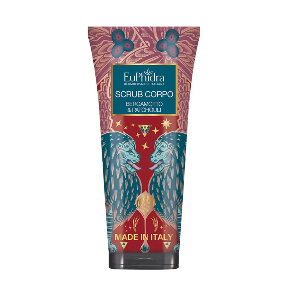 Euphidra Scrub Corpo Bergamotto e Patchouli - Esfoliante per la pulizia profonda della pelle, 200 ml