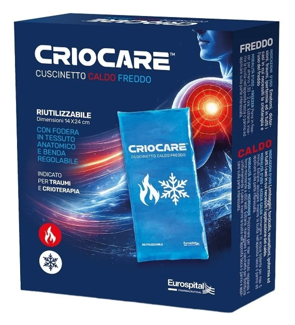 Eurospital Criocare - Cuscinetto in gel caldo e freddo per i traumi e la crioterapia, 14 x 24 cm