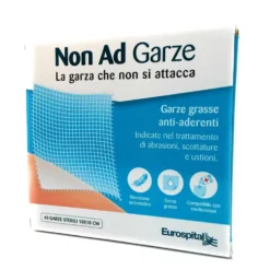 Eurospital Non Ad - Garze grasse anti-aderenti per abrasioni e scottature, 40 pezzi da 10 x 10 cm