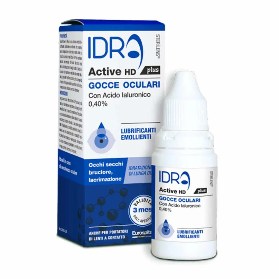 Eurospital Sterilens Idra Active HD Plus - Gocce oculari lubrificanti per occhi secchi, 10 ml