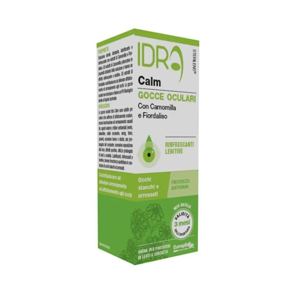 Eurospital Sterilens Idra Calm - Gocce oculari lenitive per gli occhi stanchi e arrossati, 10 ml