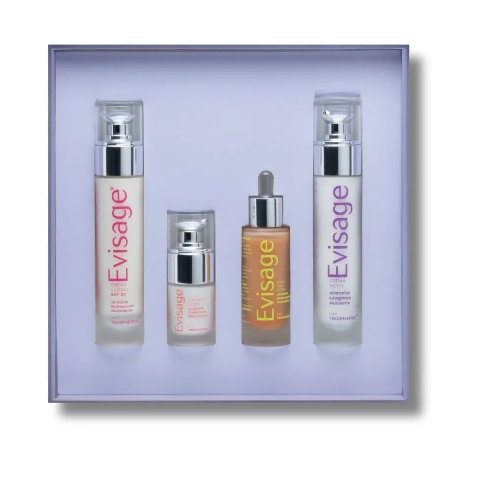 Evisage Cofanetto Viso - Kit per la cura del viso ad azione idratante e anti-age, 4 pezzi