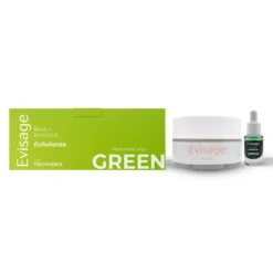 Evisage Maschera Viso Green - Un set con maschera idratante e un booster esfoliante, 100 ml e 5 ml