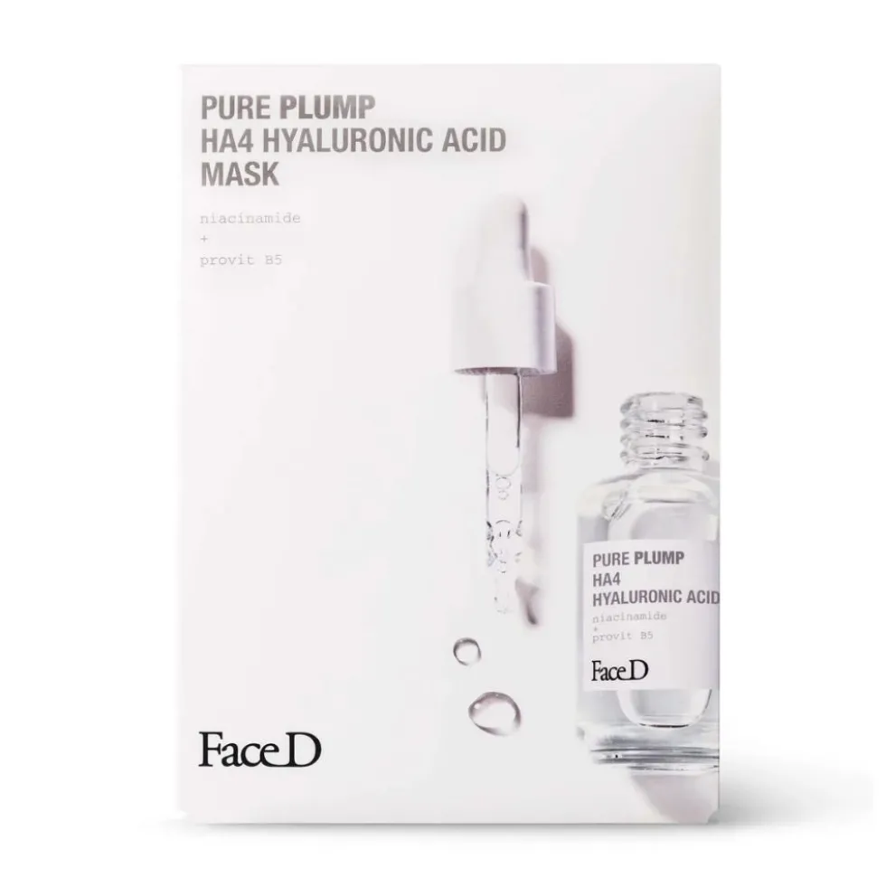 Face D Pure Plump HA4 Hyaluronic Acid Mask Maschera Viso, 5 maschere
