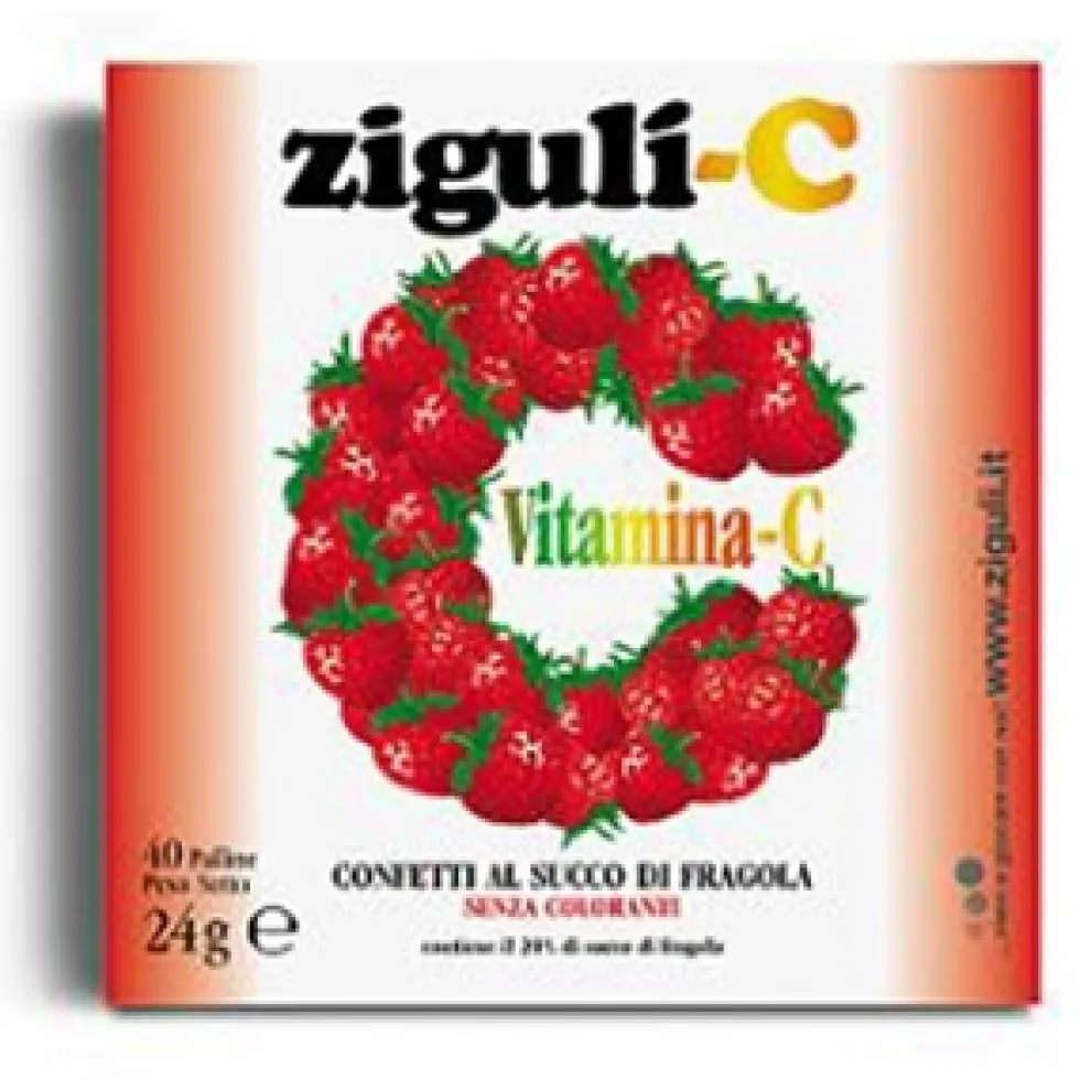 Falqui Ziguli caramelle alla fragola - Integratore di vitamina C per le difese immunitarie, 24 g