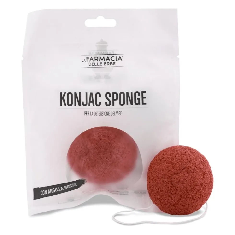Farmacia delle Erbe Konjac Sponge con Argilla Rossa Spugna Detergente, 1 Pezzo
