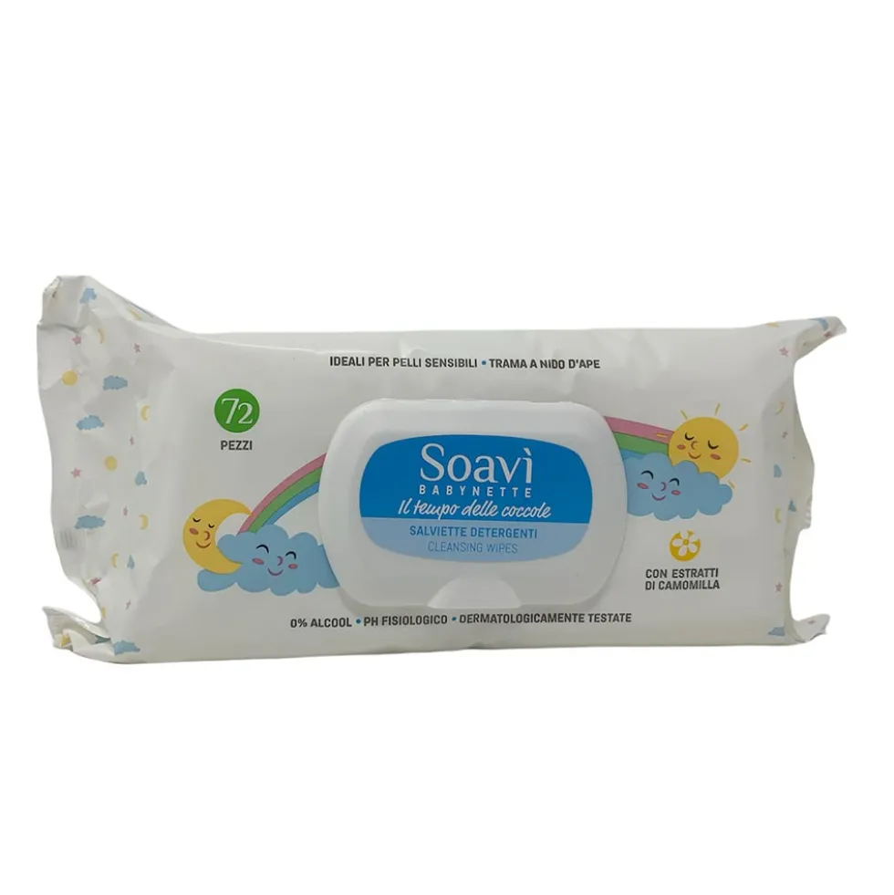 Farmac-Zabban Soavì Babynette - Salviette detergenti alla camomilla per bambini, 72 salviettine