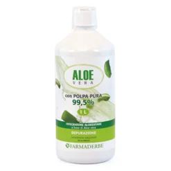 Farmaderbe Aloe Vera succo polpa pura - Succo depurativo per il sistema digerente, 1000 ml