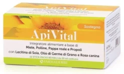 Farmaderbe Apivital Integratore Ricostituente con Pappa Reale Polline e Rosa Canina, 15 Stick da 20ml