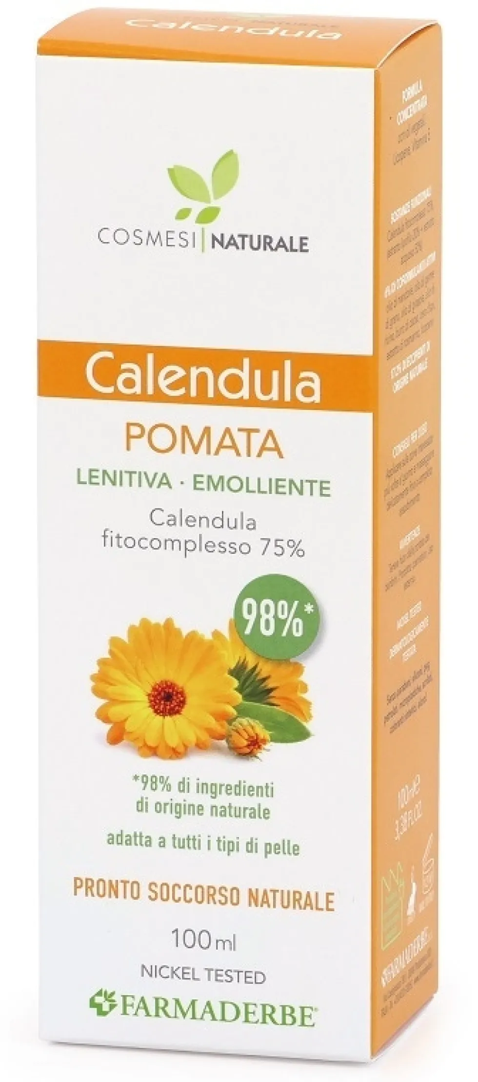 Farmaderbe Calendula Pomata lenitiva ed emolliente per le irritazioni cutanee, 100 ml