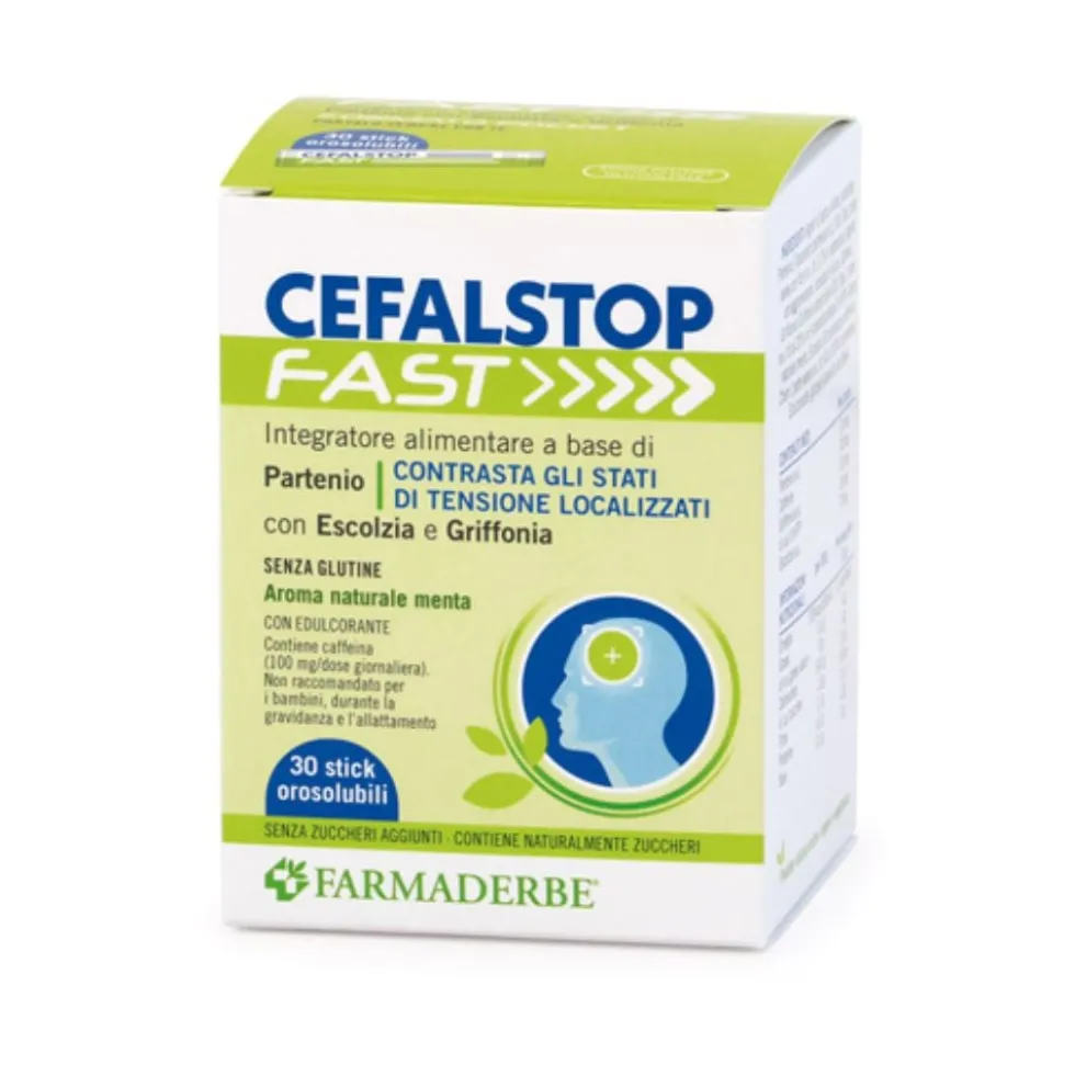 Farmaderbe Cefal Stop Fast Integratore Alimentare, 30 stick orosolubili