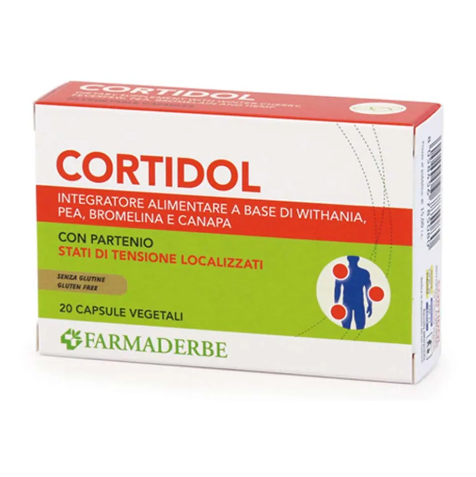 Farmaderbe Cortidol - Integratore per gli stati di tensione localizzati, 20 capsule vegetali