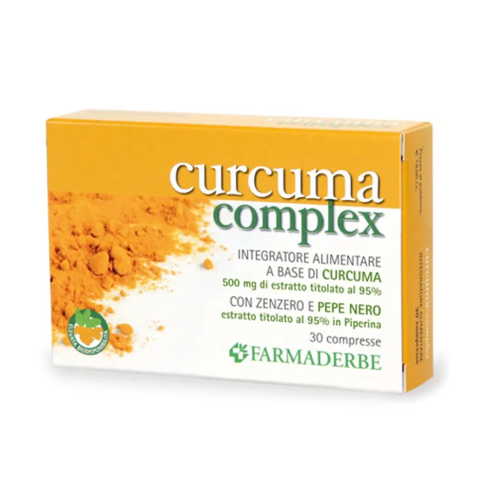 Farmaderbe Curcuma Complex - Integratore per la funzionalità epatica e articolare, 30 compresse