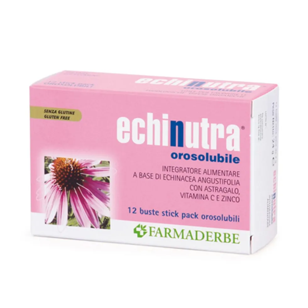 Farmaderbe Echinutra Orosolubile - Integratore per le difese immunitarie, 12 bustine da 2 g
