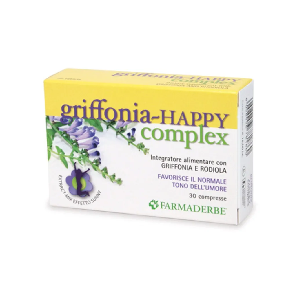 Farmaderbe Griffonia Happy Complex - Integratore alimentare per il tono dell'umore, 30 compresse