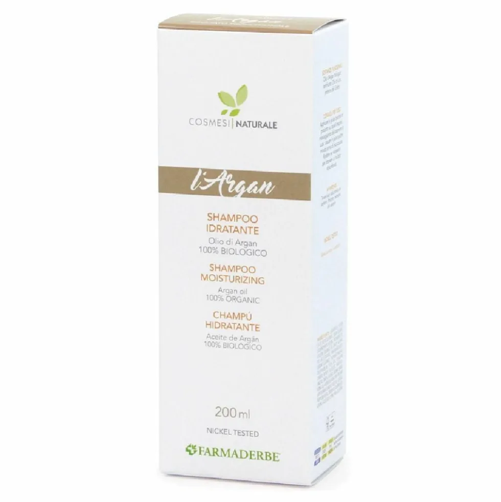 Farmaderbe L'Argan - Shampoo idratante e delicato per l'uso frequente, flacone da 200 ml