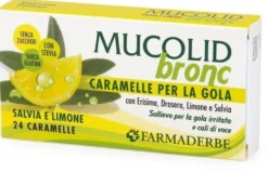 Farmaderbe Mucolid - Bronc Caramelle Gola Gusto Salvia e Limone, 24 Caramelle