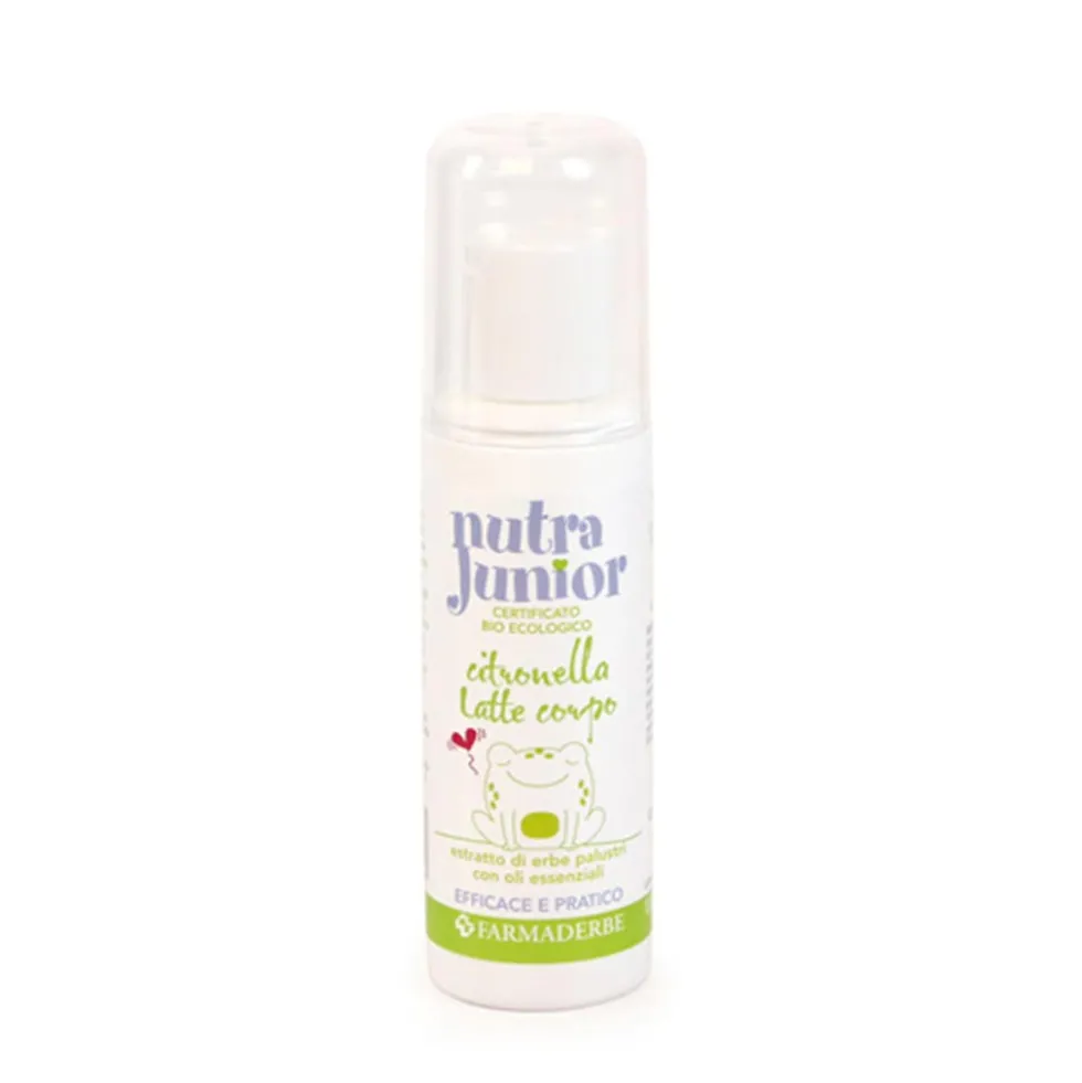 Farmaderbe Nutra Junior Citronella Latte - Latte antizanzare per i bambini e i neonati, 100 ml