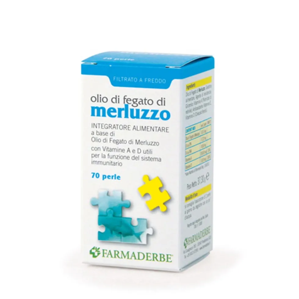 Farmaderbe Olio Fegato di Merluzzo Integratore Alimentare, 70 Perle