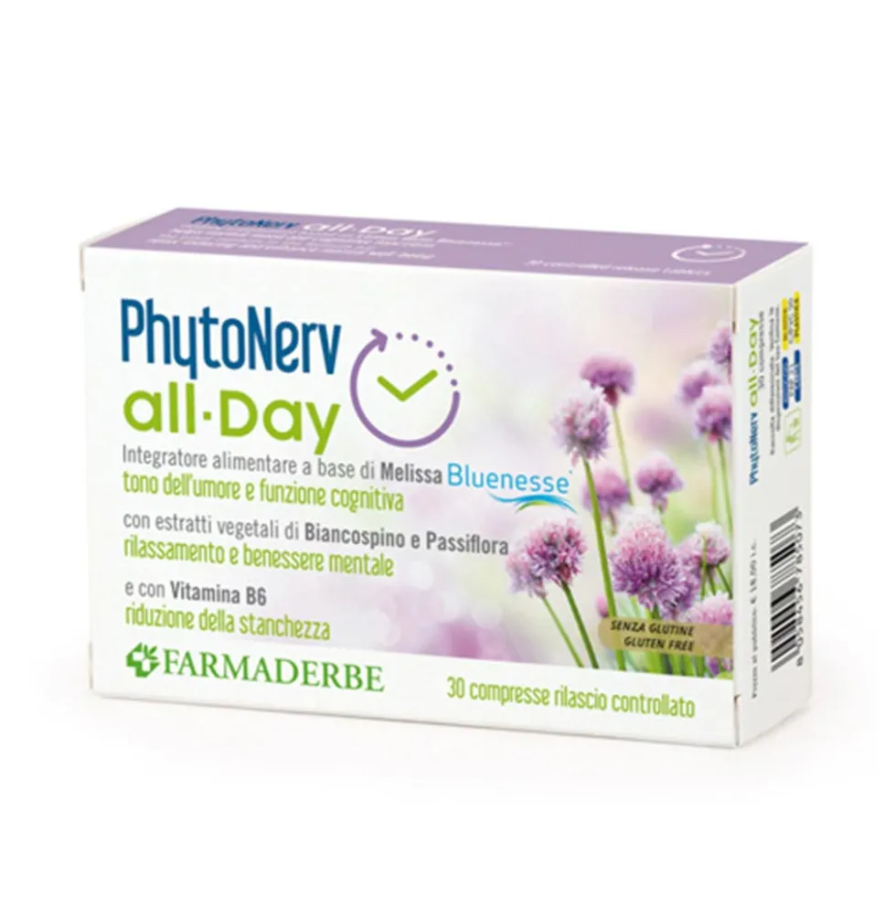 Farmaderbe PhytoNerv - All Day Integratore Alimentare, 30 Compresse