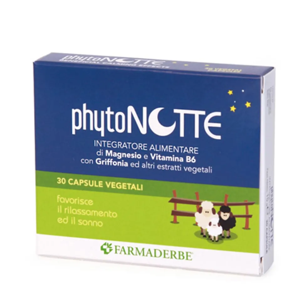 Farmaderbe Phytonotte - Integratore alimentare per il rilassamento e il sonno, 30 capsule