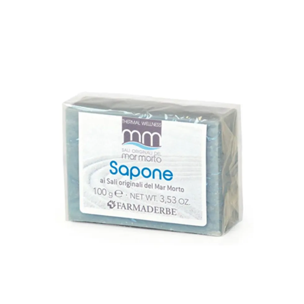 Farmaderbe Sapone ai sali originali del Mar Morto - Saponetta detergente per viso e corpo, 100 g