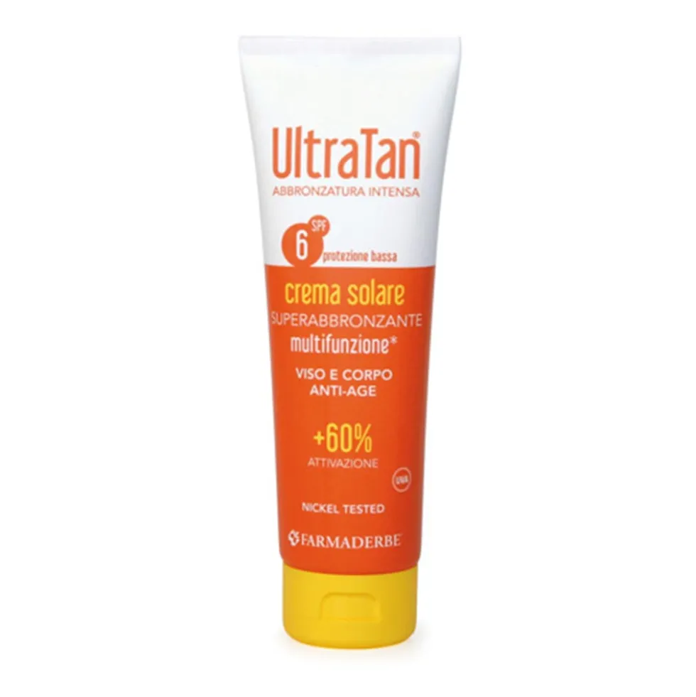 Farmaderbe Ultra Tan - Crema Multifunzione +60% SPF6 Superabbronzante, 125ml