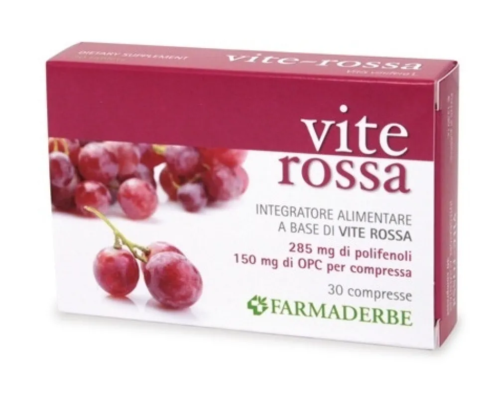 Farmaderbe Vite Rossa - Integratore per il microcircolo e la circolazione venosa, 30 compresse