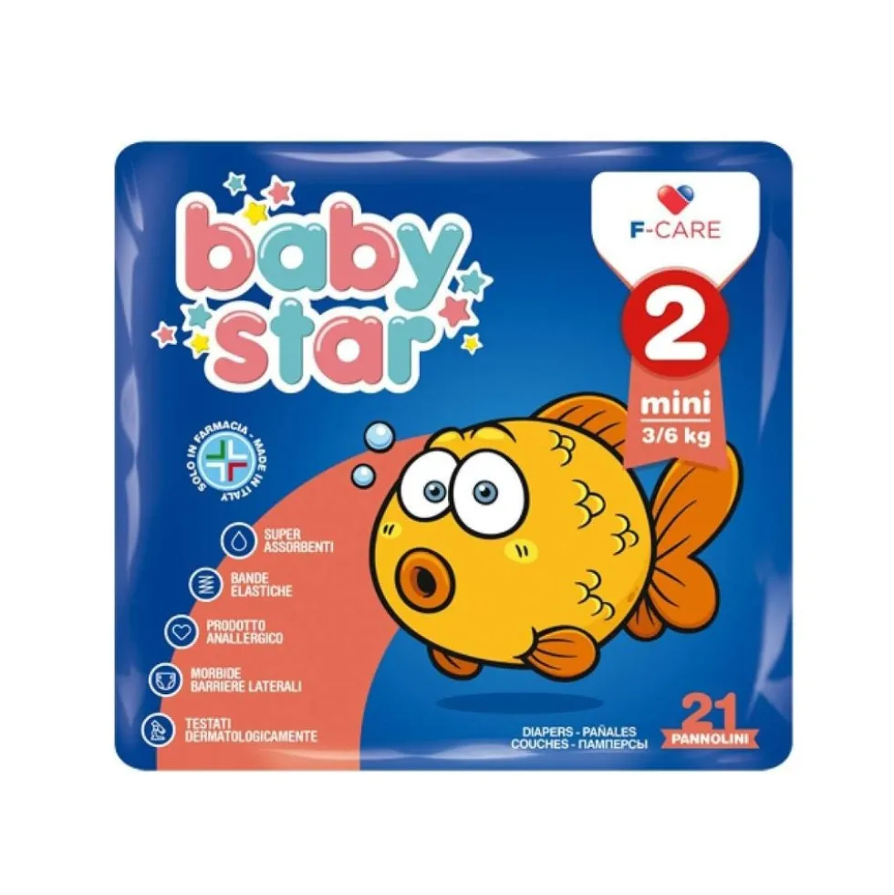 Farvima Baby Star Pannolini Mini Taglia 2 3-6Kg, 21 pannolini